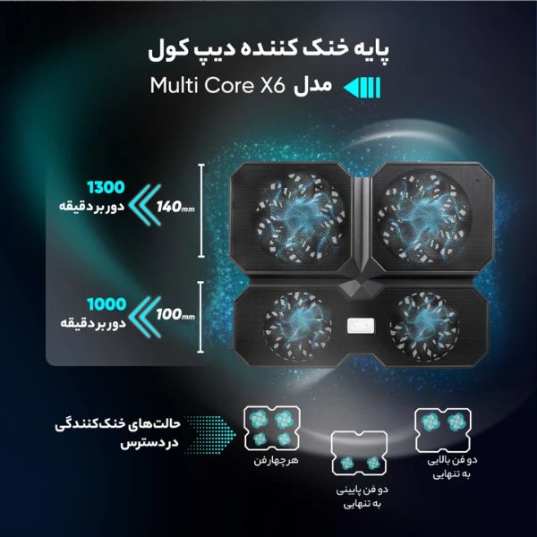 پایه خنک کننده دیپ کول Multi Core X6