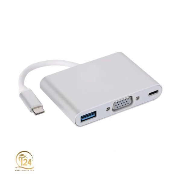 مبدل Type-C به USB 3.0 و VGA مدل X4-TECH